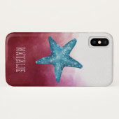 Angepasster hübscher Seesterne Moderner Chic Roter Case-Mate iPhone Hülle (Rückseite (Horizontal))