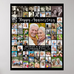 Angepasster Jahrestag 64 Foto Collage Personalisie Poster