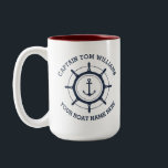 Angepasster Kapitän und Name des Schiffes Zweifarbige Tasse<br><div class="desc">Angepasster Kapitän und Schiffsname Anker Zwei-Tone-Tasse</div>