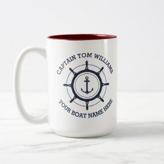 Angepasster Kapitän und Name des Schiffes Zweifarbige Tasse