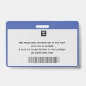 Angepasster Mitarbeiter mit Foto, Bar, Logo, Name Ausweis (Rückseite)