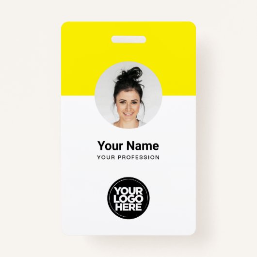 Angepasster Mitarbeiter Modernes ID Card Gelbes QR Ausweis (Vorderseite)