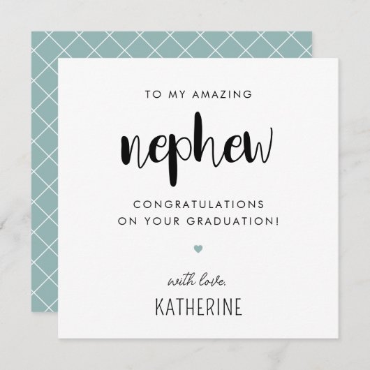 Angepasster moderner und Niedlicher Nephew-Abschlu Karte (Vorne/Hinten)