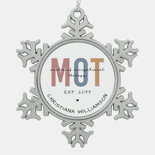 Angepasster MOT-Master der Arbeitstherapie Schneeflocken Zinn-Ornament (Vorderseite)