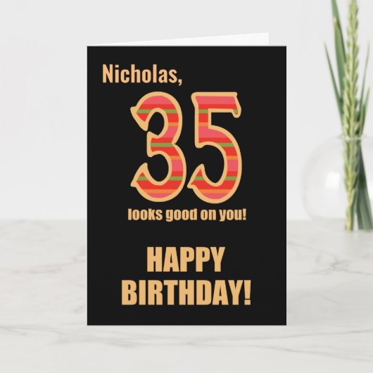 Angepasster Name 35. Geburtstag für Him Card Karte (Vorderseite)