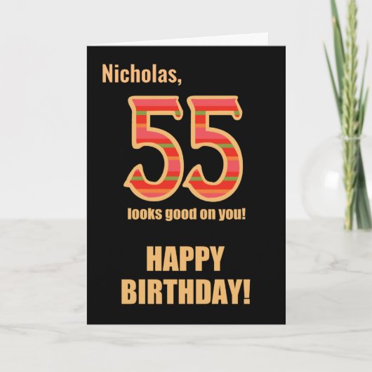 Angepasster Name 55. Geburtstag für Him Card Karte (Vorderseite)