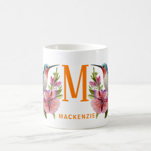 Angepasster Name der bestickten Hummingbird Monogr Kaffeetasse