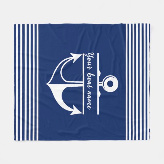 Angepasster Name des Schiffes Navy Blue Fleecedecke (Vorderseite (Horizontal))