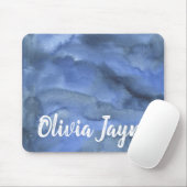 Angepasster Name für Wasserfarbe blaue Textur Mousepad (Mit Mouse)