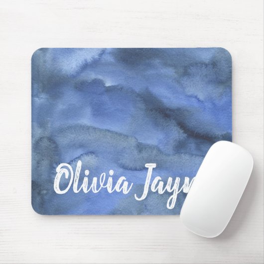 Angepasster Name für Wasserfarbe blaue Textur Mousepad (Mit Mouse)