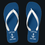 Angepasster nautischer Ankerbootkapitän Badesandalen<br><div class="desc">Maßgeschneiderte Marine Blau-Weiß-Anker Boot Kapitän Flip Flops. Personalisierte Strandschuhe mit Ankerlogo. Meeressandalen für Segler und Segler. Anpassbare Farbe. Cooles Geburtstagsgeschenk oder Gastgeschenk Idee für Freunde,  Vater,  Ehemann,  Onkel,  Großvater,  Hochzeitsgarten und Braut,  Gäste etc. Einzigartiges Zubehör für die Schifffahrt und die Schifffahrt für die Sommerdestination oder die Hochzeitsreise.</div>