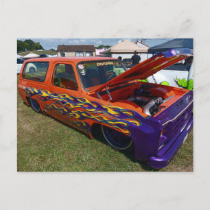 Angepasster Orangenlastwagen Postkarte