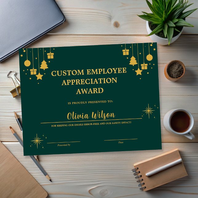 Angepasster Preis für Grüne Geschäftsreise (Customized Green Business Holiday Employee Award)