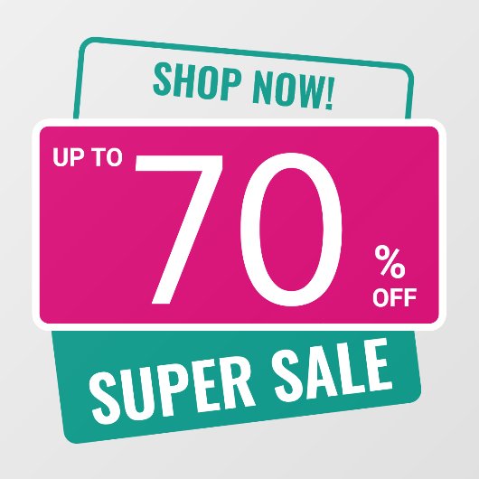 angepasster Prozentsatz des SUPER-SALE-Rabatts Fensteraufkleber (Blatt)