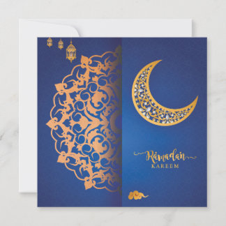Angepasster Ramadan Kareem Mubarak Blau & Golden 4 Feiertagskarte