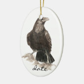 Angepasster Raven, Wasserfarbentier Keramik Ornament (Links)