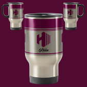 Angepasster, rosa Name Monogram Letter (H) Reisebecher