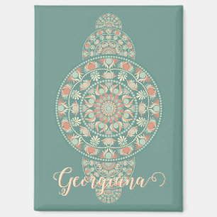 Angepasster Sage & Sand Retro-Ornament-Mandala Magnet