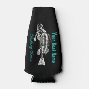 Angepasster Schiffsname mit Skelettfisch Flaschenkühler