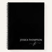 Angepasster Schwarz-weißer moderner Monogrammname Notizblock (Vorderseite)