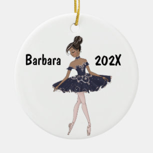 Angepasster schwarzer Ballerina-Weihnachtsbaum Keramik Ornament