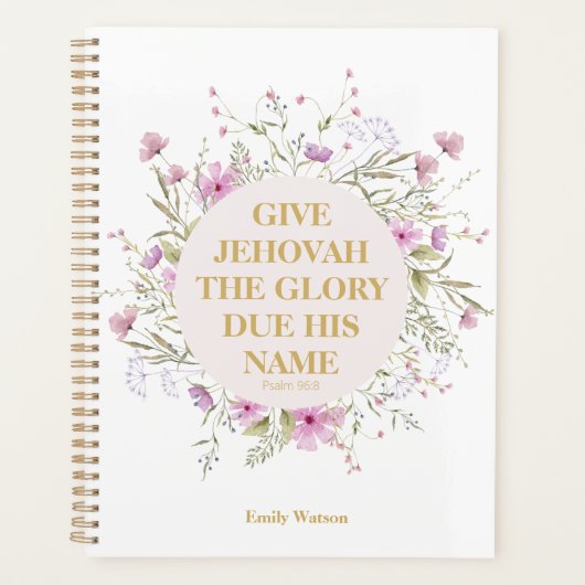 Angepasster Text 2025 JW-Jahr-Psalm 96:8-Blume Planer (Vorderseite)