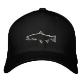 Angepasster Trout Tracker Hat - Schwarz Bestickte Baseballkappe (Vorderseite)
