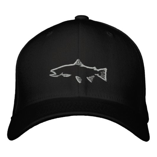 Angepasster Trout Tracker Hat - Schwarz Bestickte Baseballkappe (Vorderseite)