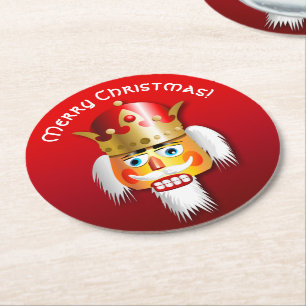 Angepasster Weihnachtsmann Nussknacker König Carto Runder Pappuntersetzer