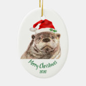 Angepasster Weihnachtsspass Otter Weihnachtsmannmü Keramik Ornament (Hinten)
