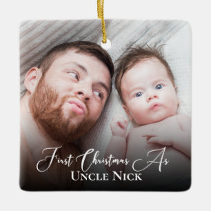Angepasstes 1. Weihnachten als Uni 2 Foto Weißes Keramikornament