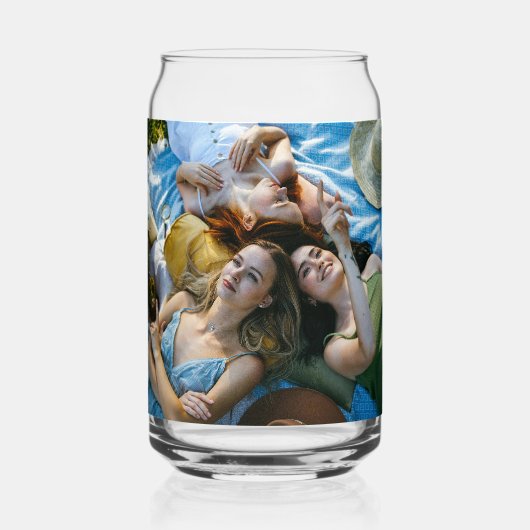 Angepasstes 2-Foto Stilvolles Script Bridesmaid-Ge Dosenglas (Rückseite)