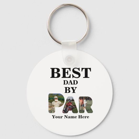 Angepasstes 3-Buchstaben-Foto Bester Papa nach Par Schlüsselanhänger (Vorderseite)