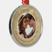 Angepasstes 5-jähriges Jahr | Gold-Sparkle-Foto Ornament Aus Metall (Rechts)