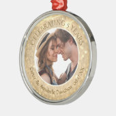 Angepasstes 5-jähriges Jahr | Gold-Sparkle-Foto Ornament Aus Metall (Links)