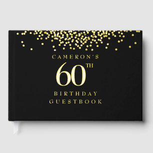 Angepasstes 60. Geburtstag elegantes schwarzes Gol Gästebuch