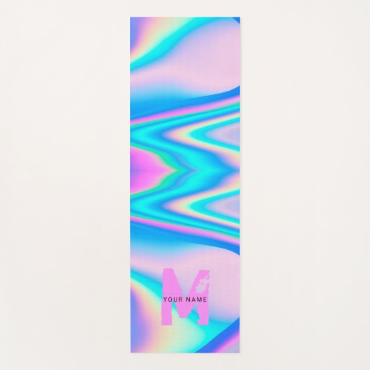 Angepasstes Abstrakt rosa Holografy2k Name Monogra Yogamatte (Vorderseite)