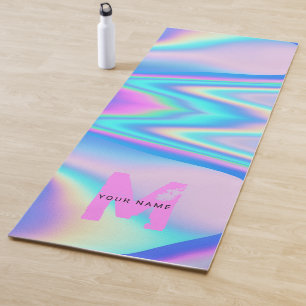 Angepasstes Abstrakt rosa Holografy2k Name Monogra Yogamatte