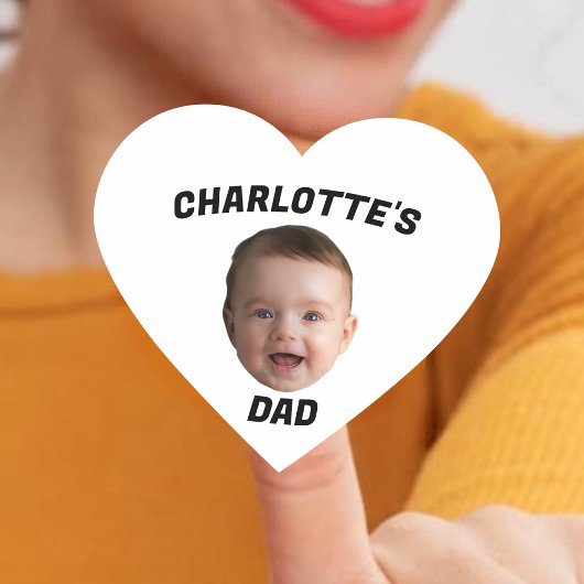 Angepasstes Baby Gesicht, angepasster neuer Papa Herz-Aufkleber