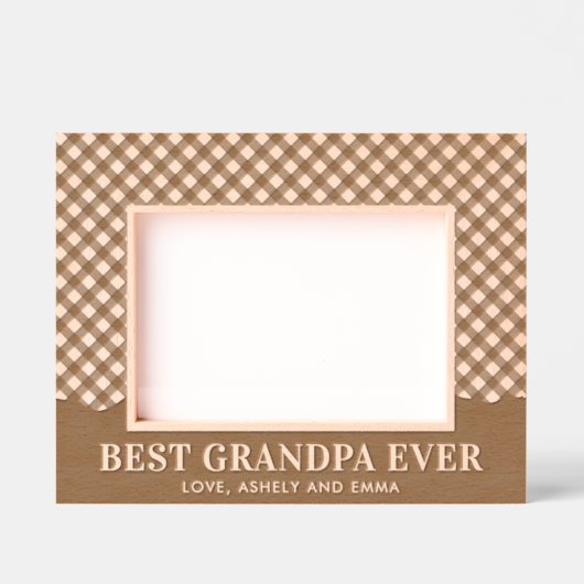 Angepasstes, bester Großvater je Kariertes Muster Geätzte Rahmen (Vorderseite)