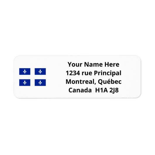 Angepasstes Blue Quebec Provinz-Flag-Adressetikett (Vorne)