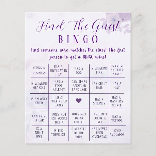 Angepasstes Boho-Blumen-Gästebingo-Spiel Flyer (Vorne)