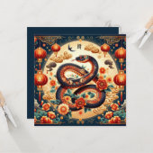 Angepasstes chinesisches Neujahr der Schlange Gold Karte (Vorderseite/Rückseite Beispiel)