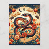 Angepasstes chinesisches Neujahr der Schlange Gold Postkarte (Vorderseite)