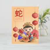 Angepasstes chinesisches Neujahr der Schlangenrot Feiertagskarte (Stehend Vorderseite)