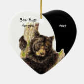 Angepasstes Datum, Bärenhugs für Sie Tierischer Sp Keramikornament (Hinten)