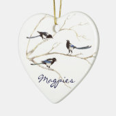 Angepasstes Datum, Familie Magpie, Vögel Keramikornament (Links)