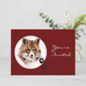 Angepasstes Datum, Geburtstagspartei von Fox Anima Einladung (Stehend Vorderseite)