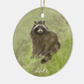 Angepasstes Datum, Raccoon, Wasserfarbtier Keramik Ornament (Links)