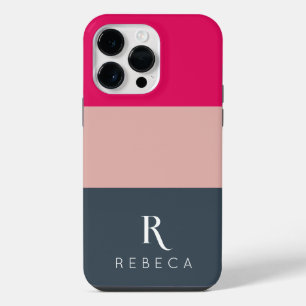 Angepasstes Drei-Farben-Block Rosa Himbeere grau iPhone 14 Pro Max Hülle